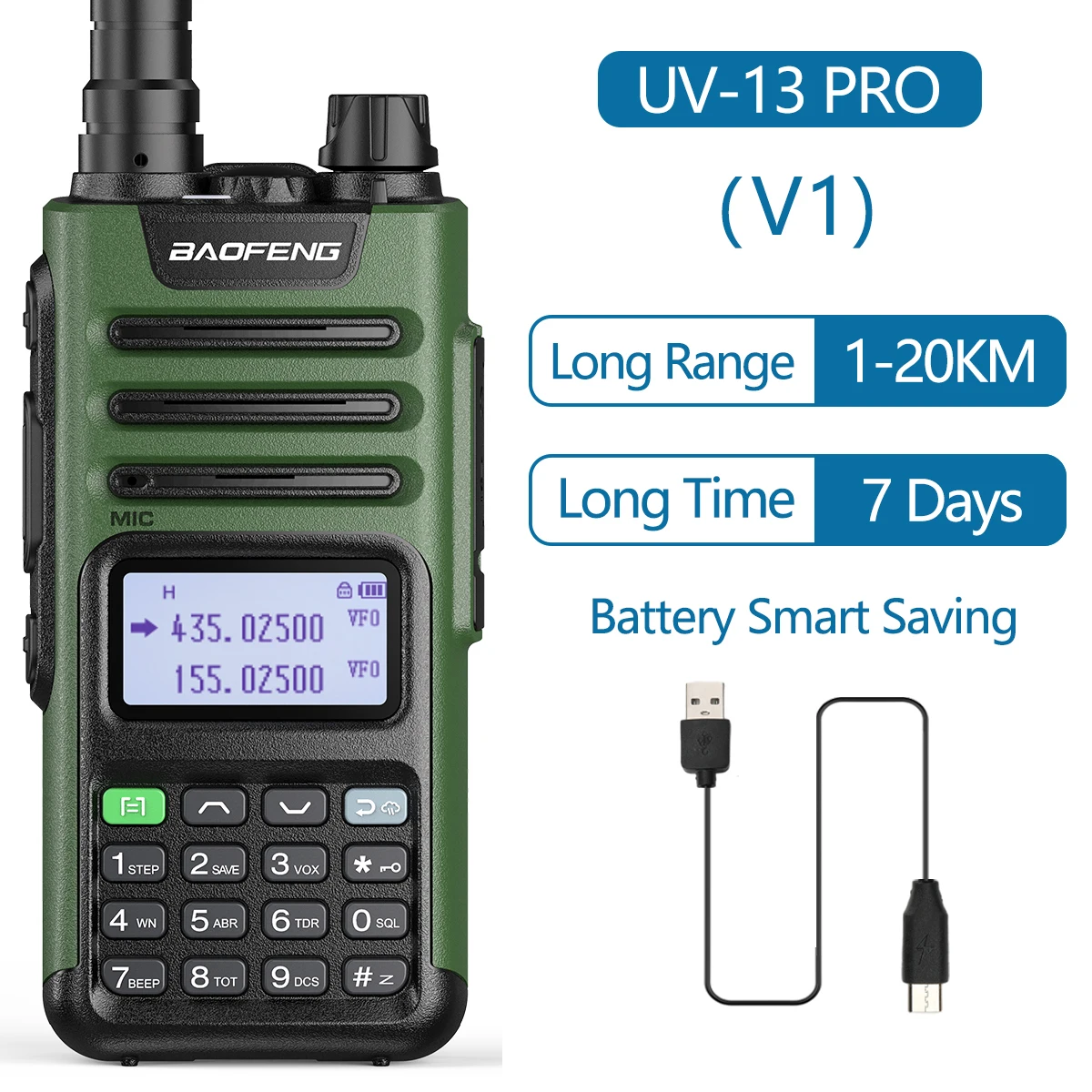 BaoFeng UV-13 PRO Powerful 999 Channel Walkie Talkie CB Radio Long Range Upgrade of UV-5R Portable Radio Hunt City Ham Radio walki talki Walkie Talkie