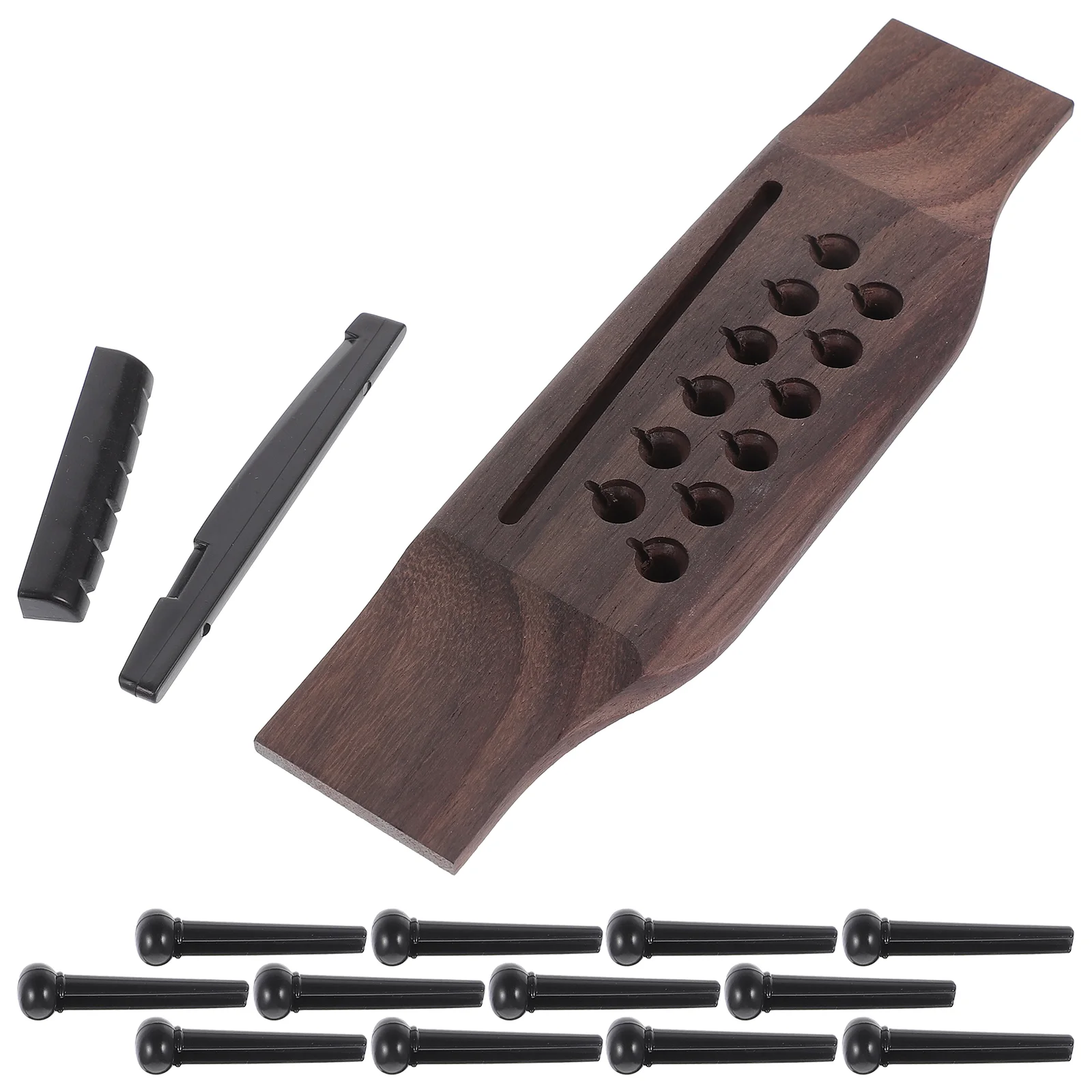 

Acoustic Guitar Accessories 12-string Folk Rosewood Bridge Twelve-hole Lower Saddle Nail Upper and Pillow Set Pegs