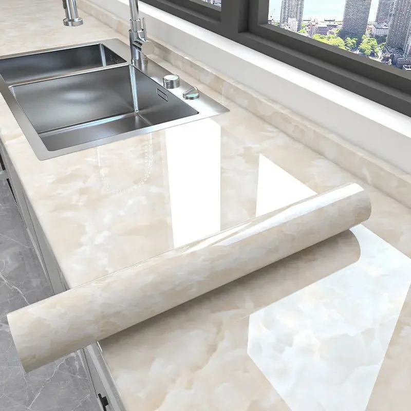 Papel de Parede de Mármore Autoadesivo para Armário de Cozinha Prova de Moldes Estilo Moderno Decoração do Banheiro Parede 20m