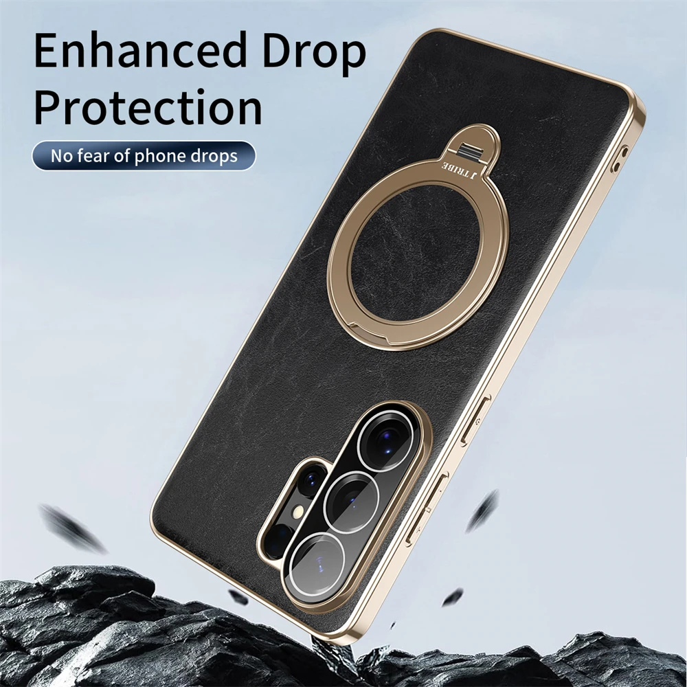 Premium 360° Rotating Leather Case with Metal Stand - Magnetic Shockproof Cover