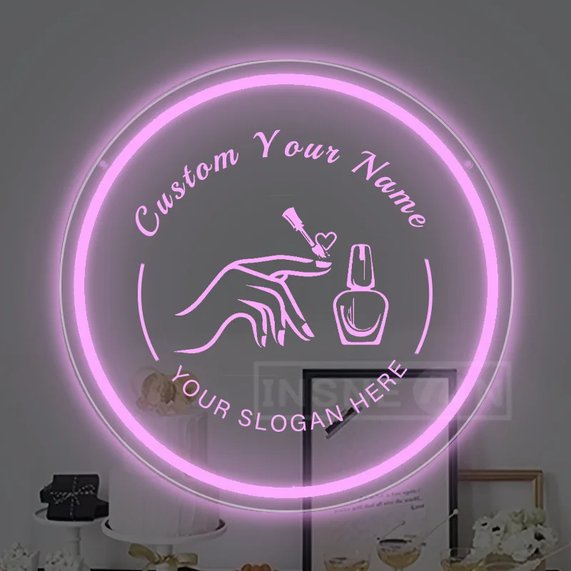 Personalized Pink LED Neon Sign with USB and Switch Control for Nail Salon and Home Décor