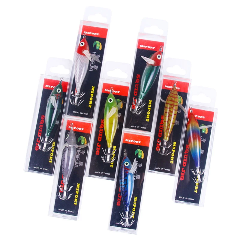 1PC Webfoot Octopus Egi Pattern Squid Bait Luminous Horizontal Cuttlefish Egi Fishing Lure Short Arm Wood Shrimp Bait 쭈꾸미 에기