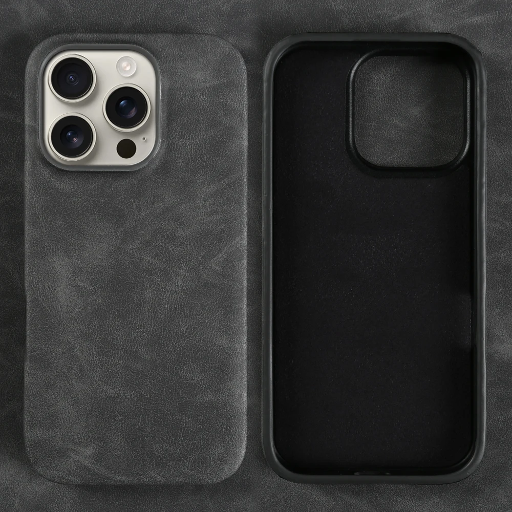 Luxurious Leather Phone Case - Skin Feel, Shockproof, Solid Color Back Cover