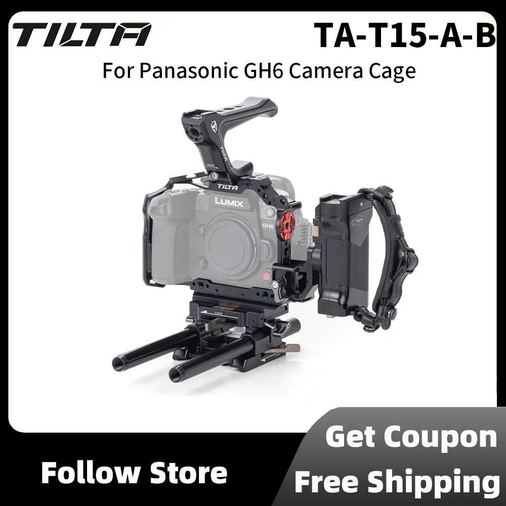 Tilta Ta-T15-A-B Kit Base Gabbia Fotocamera Completa Nera Ta-T15-Fcc-B Per Panasonic Gh6 Leggero