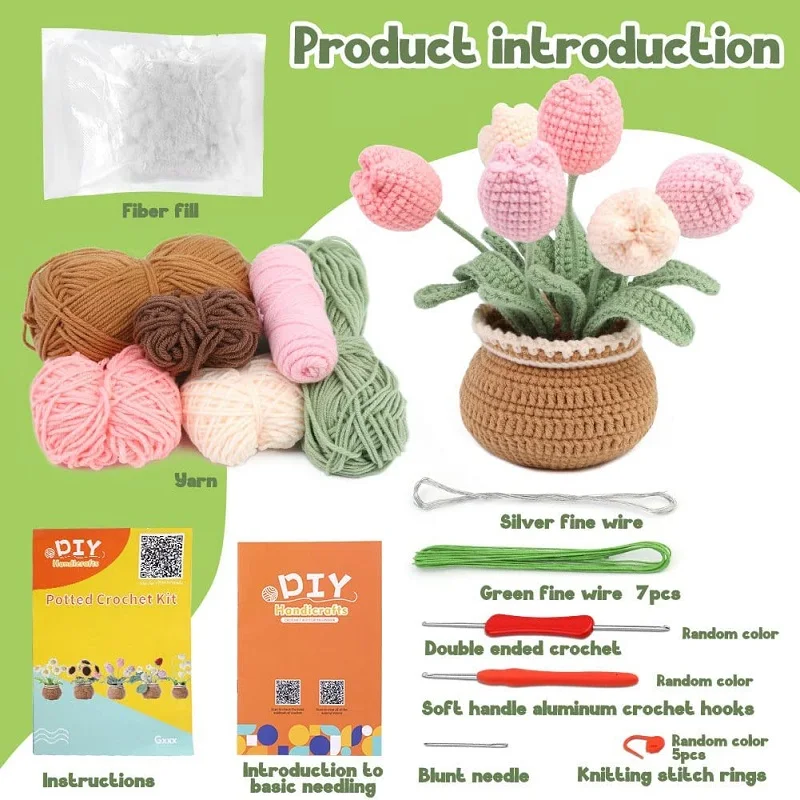 LMDZ Crochet Kit for Beginners Tulip Crochet Kit Starter Kit for Complete Adults  Knitting Kit with Step-by-Step Video Tutorials - AliExpress