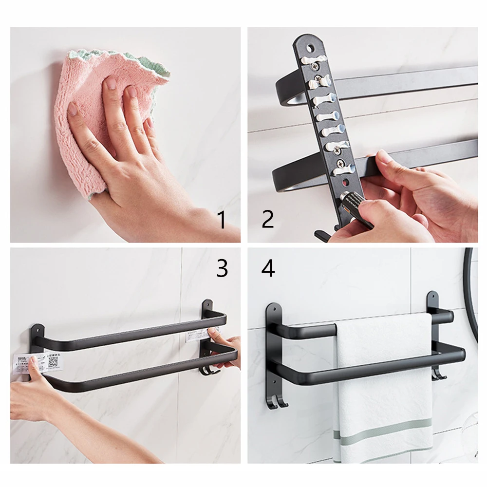 Towel Rack Bathroom Towel Holder Shower Rack Bar Wall-mounted Rail Shower Hanger