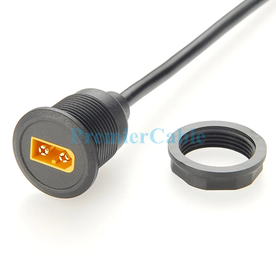 延長ケーブルxt60メス-オス、延長ケーブル、丸型パネルマウント、充電