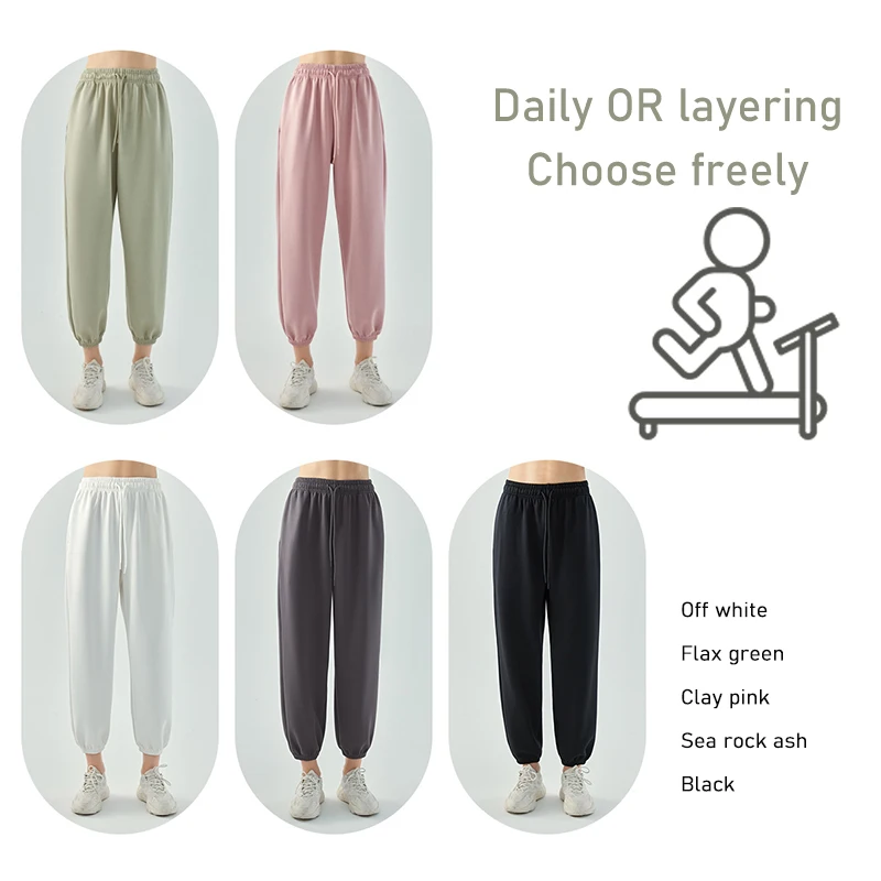Crubera Dropped Stylish Air Layer Leggings Yoga Pants Women Casual Diagonal Pocket Drawstring Loose Quick Drying Sports Pants