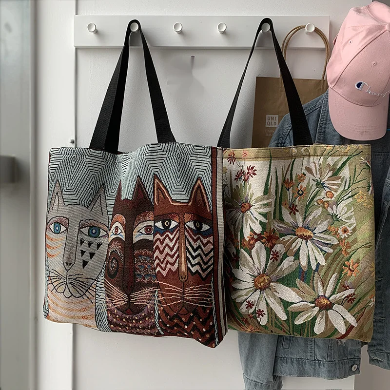 Bedrukte canvas tote tas grote schoudertas voor dames_voghion.com