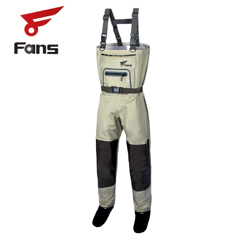 Waders de pêche homme 3 plis respirants et imperméables avec bottes néoprène isolantes pour poissons