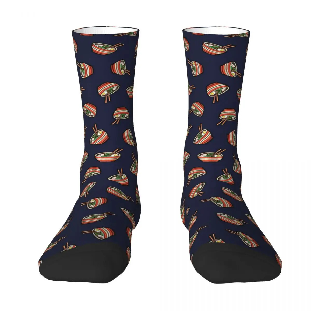Ramen Bowl Pattern In Dark Blue Adult Socks,Unisex socks,men Socks women Socks