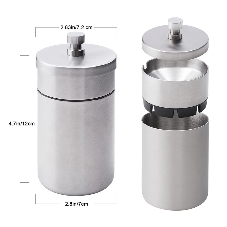 Posacenere per auto portatile con coperchio Posacenere per fumatori in acciaio inossidabile Posacenere antivento staccabile per mini pattumiera per auto da esterno 15 Posacenere per auto portatile con coperchio Posacenere per fumatori in acciaio inossidabile Posacenere antivento staccabile per mini pattumiera per auto da esterno 15