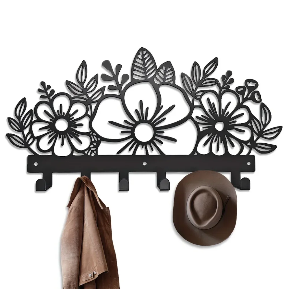 Beautiful Floral Key Holder - Wall Mounted Coat Rack - Wall Decor, Entryway, Bedroom decor Wall-Mounted, Hooks, Key Holder 2