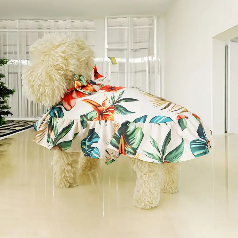 Creative Hawaiian Style Pet Beach Shawl Skirt Sun Protection Breathable Dog Vacation Skirt Cool Cat Cape Dress Summer