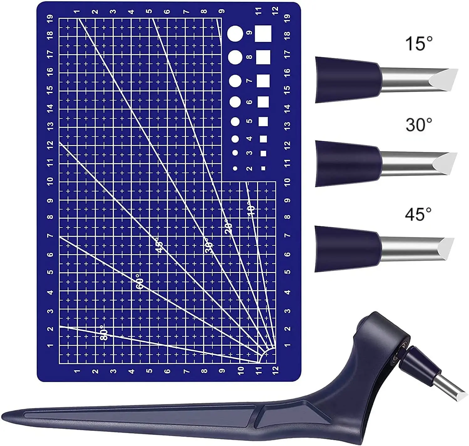 

Craft Cutting Tool with 3 Blade (15°, 30°, 45°), Art Utility Knives 360-degree Rotary Cutter for Craft