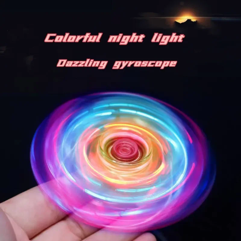 Handgekurbeltes Gyroskop, kristallbeleuchtetes LED-Licht, Fidget Spinner, Nachtlicht, EDC, stressreduzierendes Spielzeug, Power-Gyroskop – Detail 2