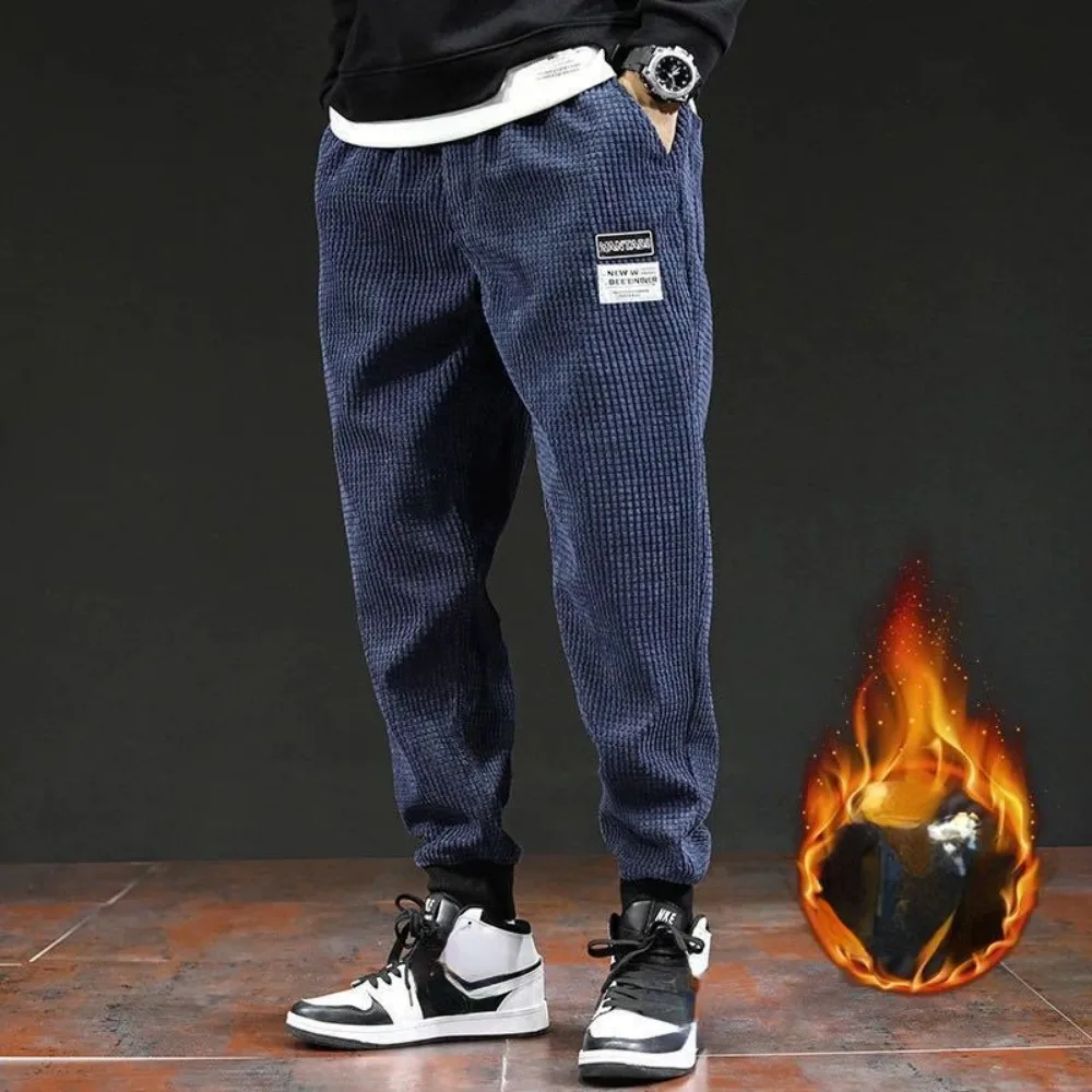 Men's Solid Color Baggy Corduroy Pants 2023 Spring Fashion Streetwear Corduroy Pants Men Cargo Pants Loose Casual Trousers Men
