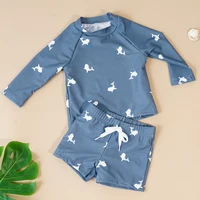 Summer Baby-Boys Toddler Long Sleeved Rashguard Swim Bathing Suit Set Long Sleeve Round Collar Sunscreen Swimsuit 1