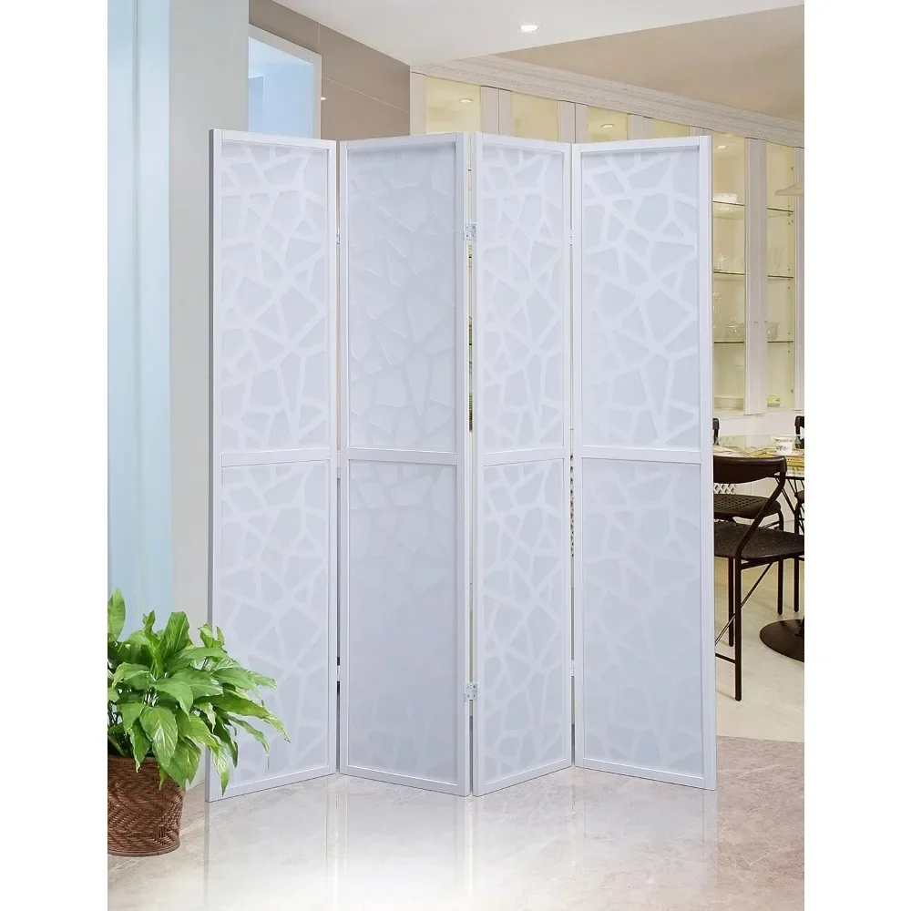 4 Panel Screen Room Divider with Gold Curtain, Perfect for Separating Spaces and Adding Style High Quality