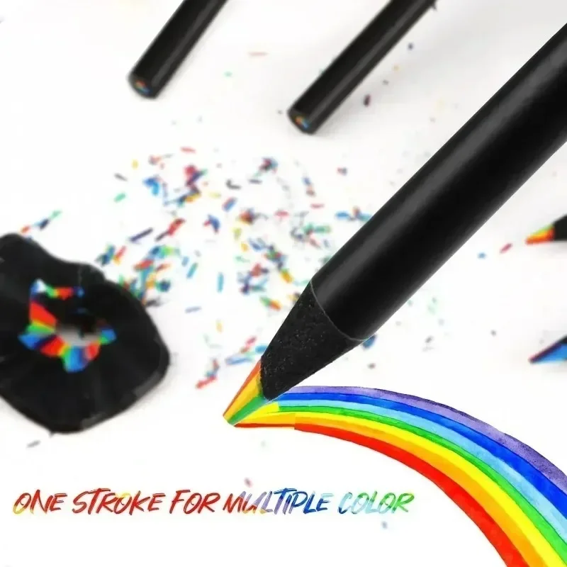 10 Pieces Wooden Colored Rainbow Gradient Pencils Art Painting Drawing Crayon School Student Stationery Supply Set