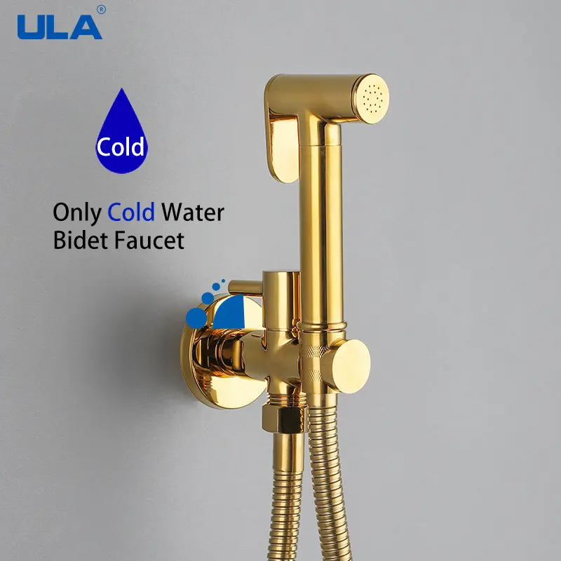 ULA Brass Bidet Faucet Portable Bidet Sprayer Single Cold Water Tap Toilet Faucet Sprayer Douche Bidet Faucet Black/Chrome/Gold 3