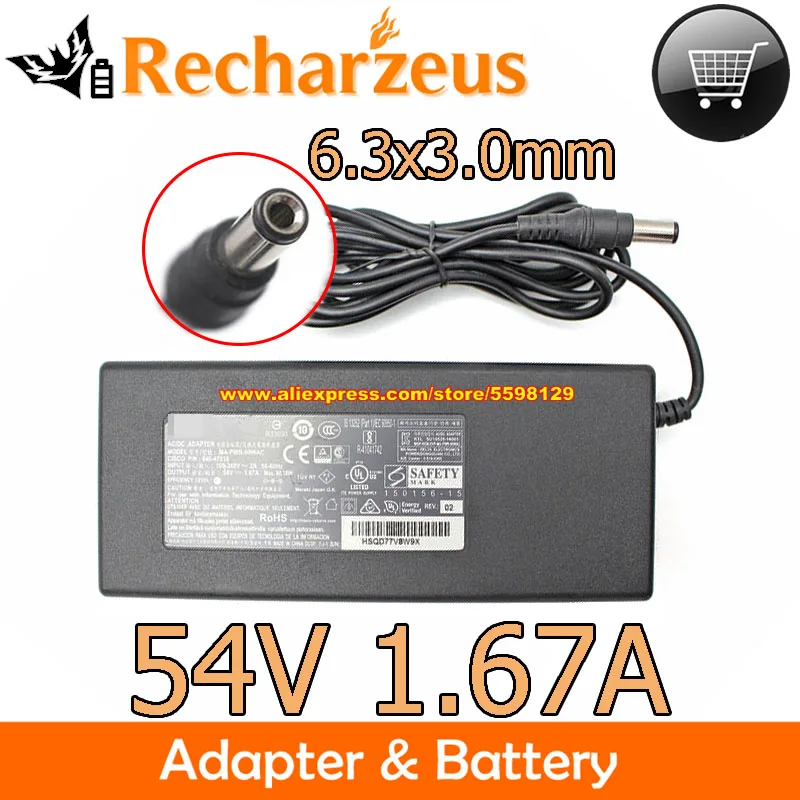 

Genuine 54V 1.67A AC Adapter For CISCO 640-47010 MA-PWR-90WAC 90W Power Supply Laptop Charger For MERAKI MX65 MX65W MX65X