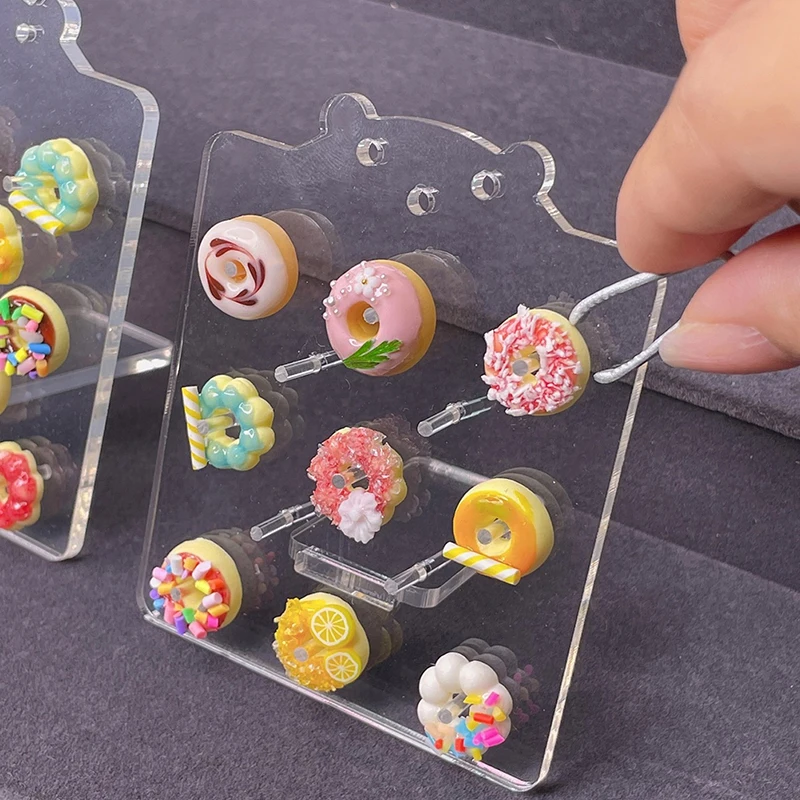 

1:12 Dollhouse Cake Display Shelf Cartoon Shelf Rack Donut Pastry Stand Model For Doll House Decor Kids Pretend Play Toys Gift