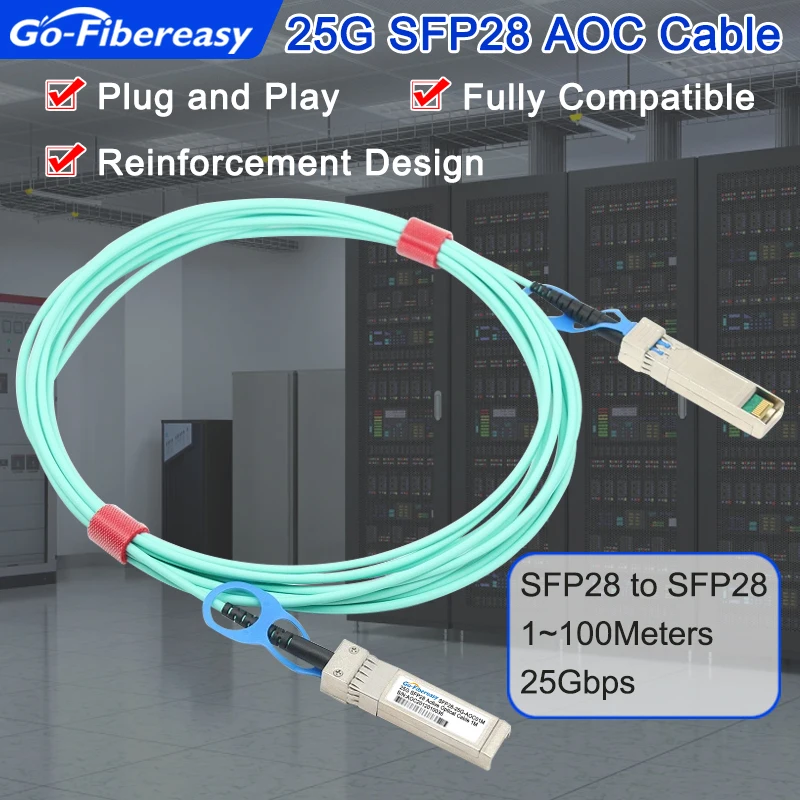 

25Gb SFP28 AOC Cable 0.5m,2m,3m,5m~50m SFP28 25G Active Optical Cable for HuaWei,Dell,Ubiquiti,Cisco,MikroTik Fiber Optic Switch