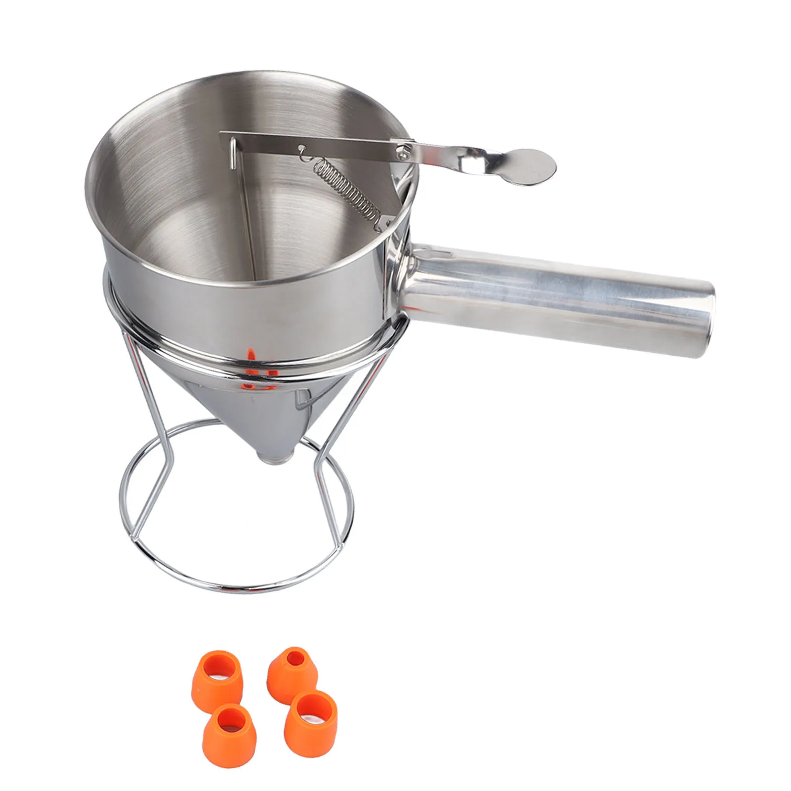 Batter Dispenser Stainless Steel Pancake Batter Dispenser with 18mm 4PCS Silicone Mouth for Pancakes Cupcakes Bakeware