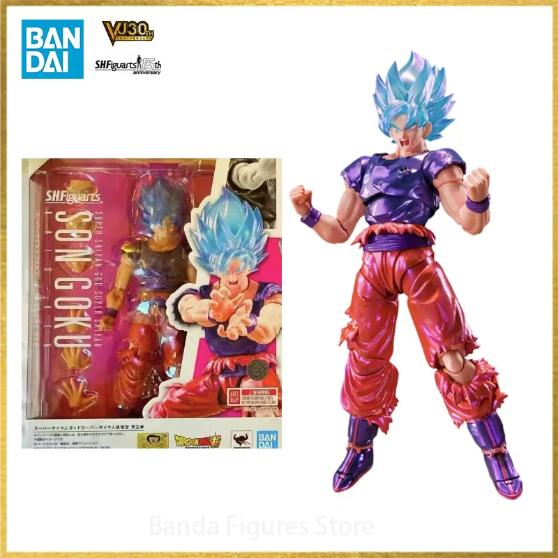 

Original Bandai S.H.Figuarts JUMP V30TH Dragon Ball Z SHF Super Saiyan God Son Goku SSGSS Kaio-ken In Stock Anime Model Toys