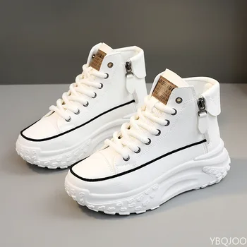 Fashionable versatile high top shoes autumn new round toe thick sole height increasing women's shoes comfortable women's shoes 1