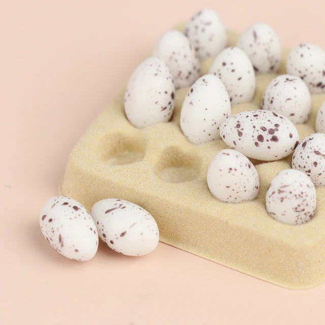 1Set Gift Playing House Miniature Simulation Food Scene Model Mini Egg With Tray Dollhouse Eggs Kitchen Toy Doll Accessories 5