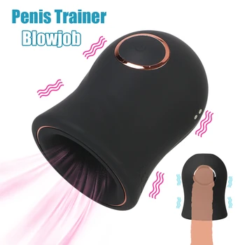 Penis Pump Sucking Vibrator For Men Masturbator Male Glans Exerciser Cock Enlargement Delay Ejaculation Blowjob Sex Toys Erotic 1