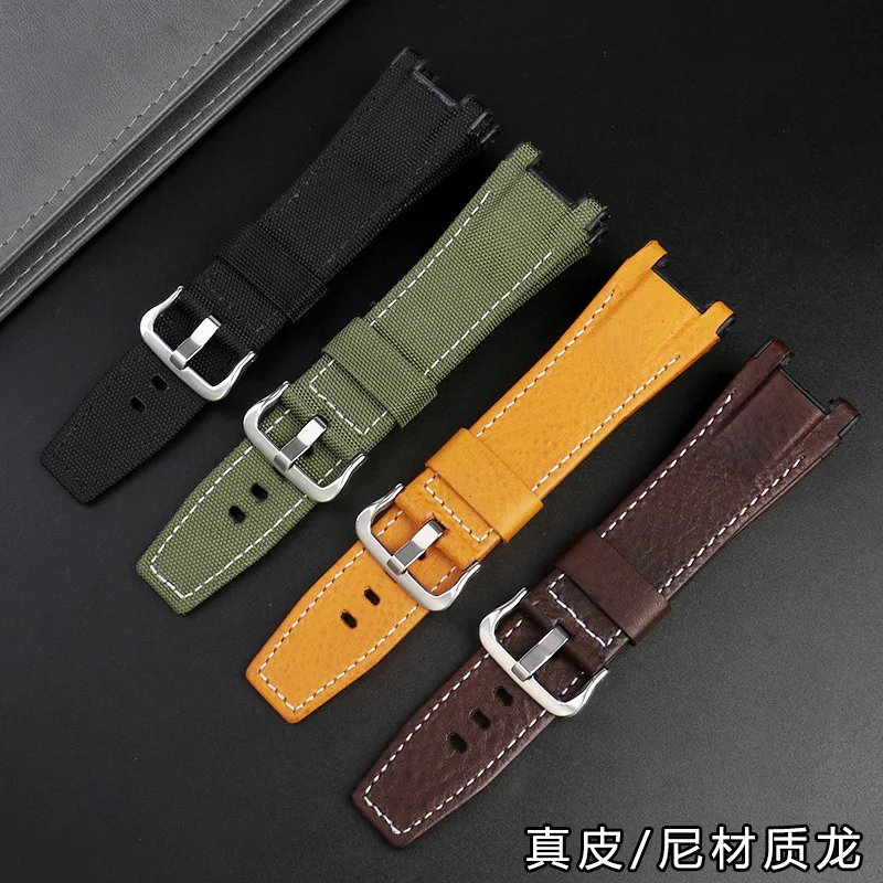 Фото Ремешок нейлоновый кожаный для часов Casio GST-210/W120L/S130L/S310, ремешок модифицированный для часов, Женский Разъем для мужского ремня №3
