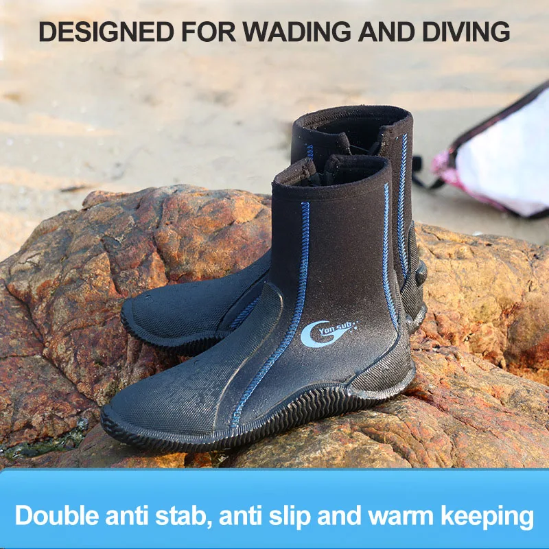 Neoprene Water Booties 5mm Diving Boots Wading Shoes Anti Slip Wear Resistant Snorkeling Socks Winter