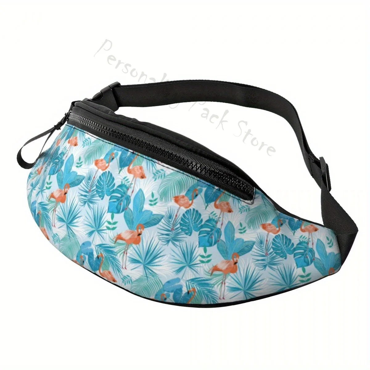 

Blue Branches and Flamingo Flowers Waist Pack Hip Bum Bag Large Capacity for Traveling Casual Cycling Running Hiking