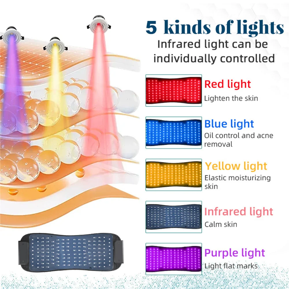 Professional 5 Colors LED Light Mask Facial Red Light Therapy Skin Rejuvenation Device Face Lift Anti Wrinkle Beauty Machine