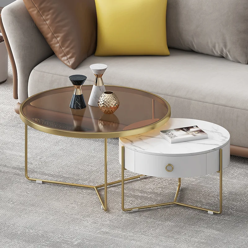 Tavolino da salotto casa piccolo appartamento moderno semplice rotondo  colore abbinato tavolino combinazione tavolo da tè - AliExpress