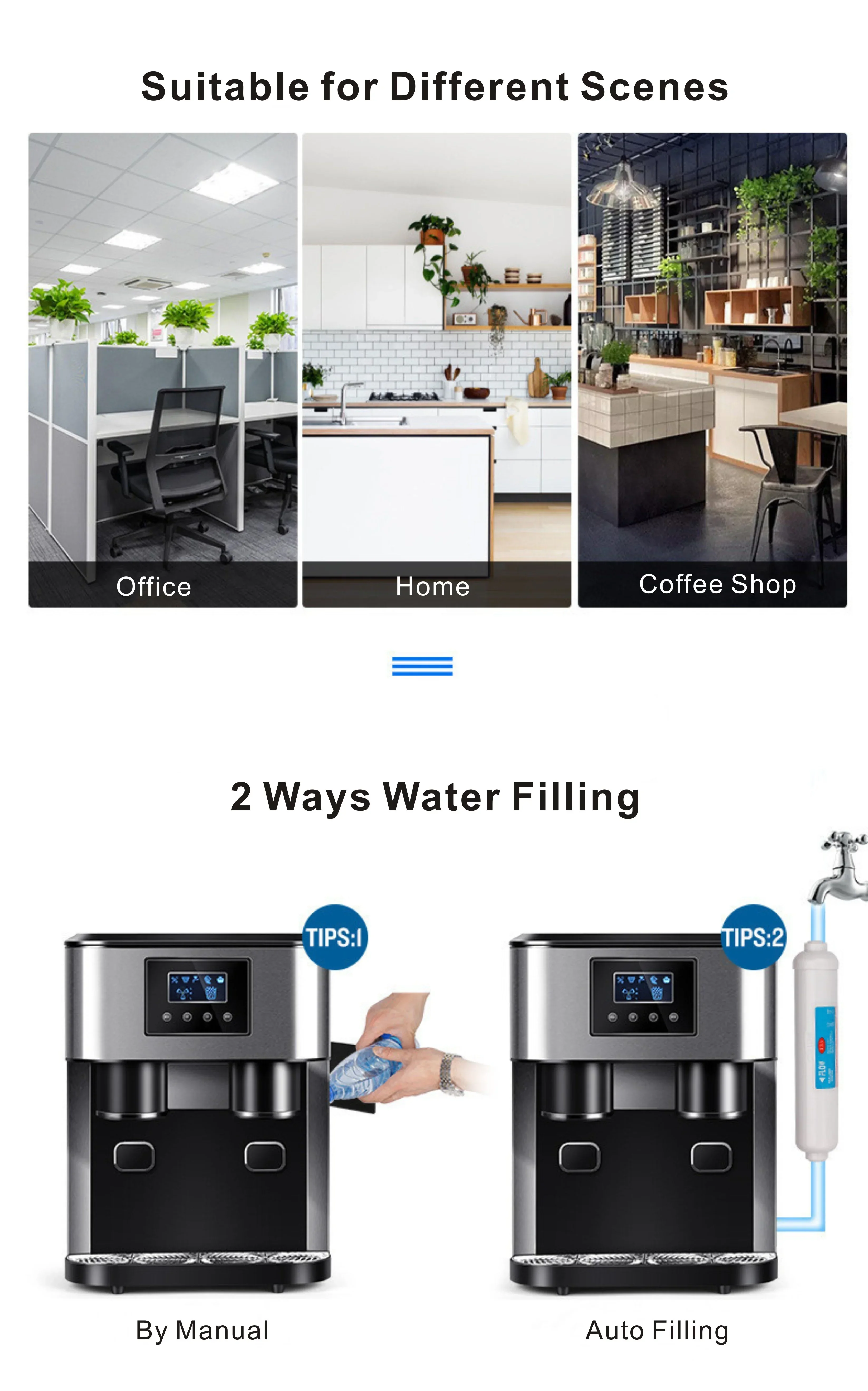 portable clear ice cube maker for cold drinks dispense ice maker with cold water and crushed ice 3