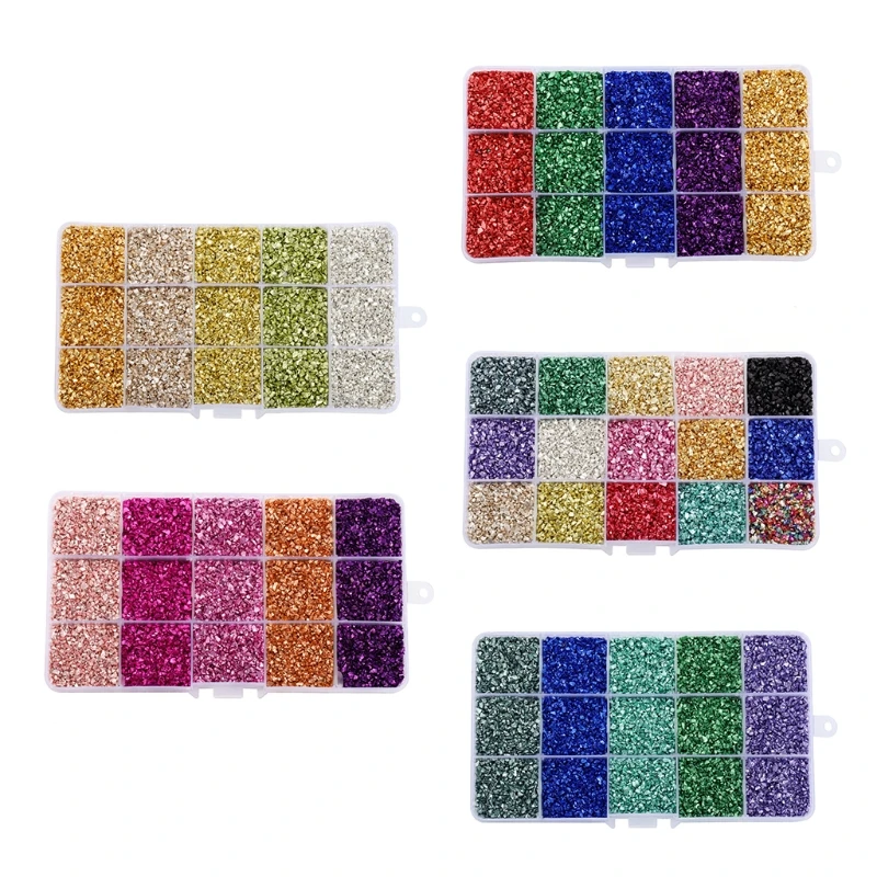 

Colors Glass Crushed Stones Broken Metal Pieces Chunky Glitter Irregular Glass Chips for DIY Crafts Jewelry Making