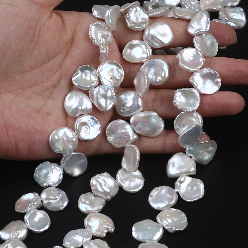 

Натуральный белый жемчуг, 14-16 мм, большой лепесток keshi, пресноводный, свободный ниток