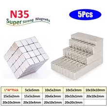 

5Pcs Rectangular/Square Magnets Rare Earth Neodymium Iron Boron Permanent Magnet N35 Size 5x5x5mm~20x20x3mm