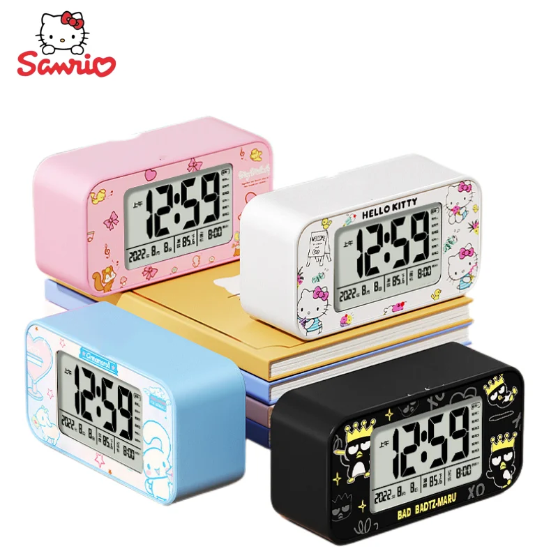 

Sanrio Peripheral Kawaii Cartoon Cute Hello Kitty Cinnamon Roll Electronic Alarm Clock Creative Smart Alarm Clock Gift Wholesale