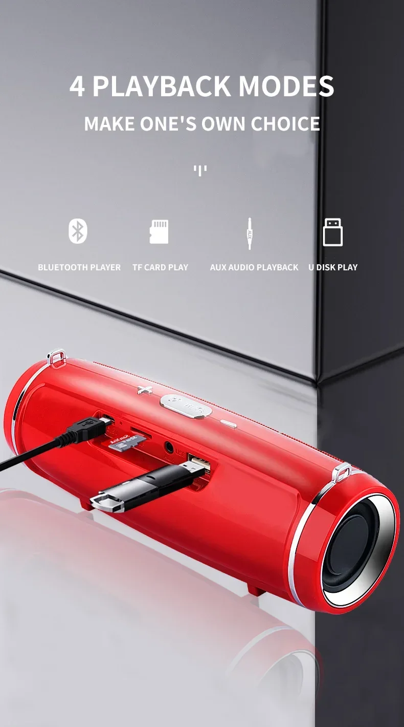 20W Portable Bluetooth Speaker IPX7 Waterproof Outdoor HIFI Pillar Speaker Subwoofer Stereo Speaker FM Radio TF Boom Box