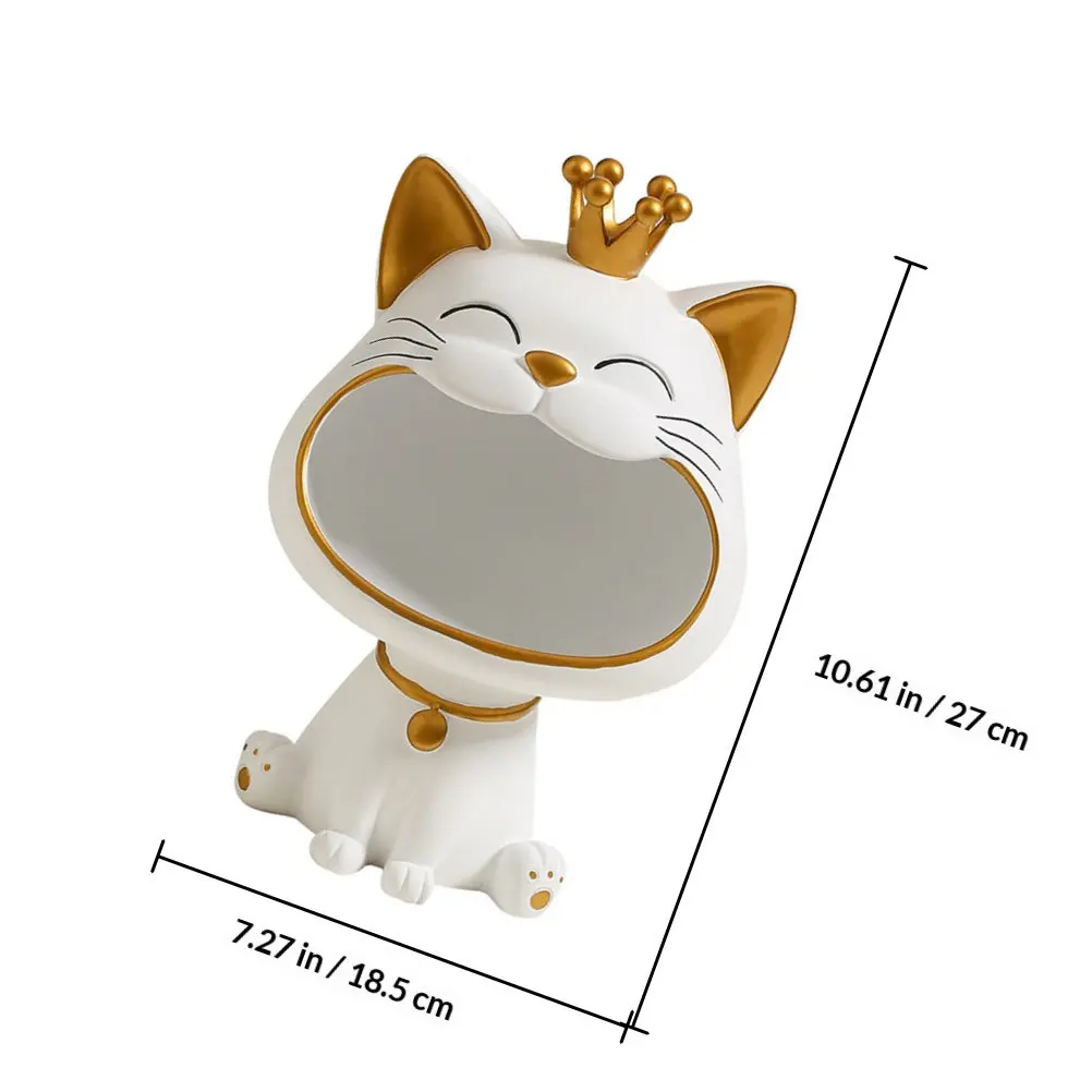1Pcs 흰색 고양이 모양의 키 보관 장식품 수지 데스크 트레이 홈 오피스 장식을위한 크리 에이 티브 데스크탑 장식품 주최자