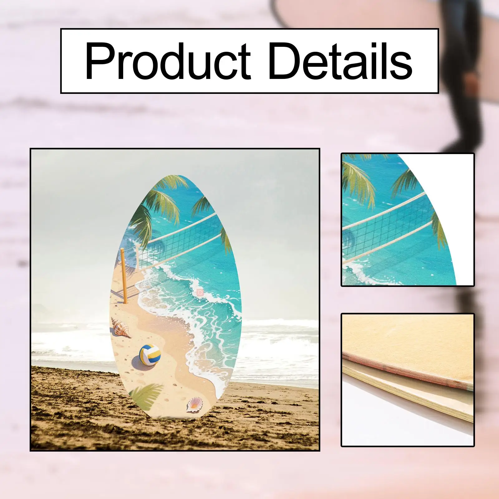Skimboard 35 inch Wood Standing Small Surfboard for Beginners Adults Kids