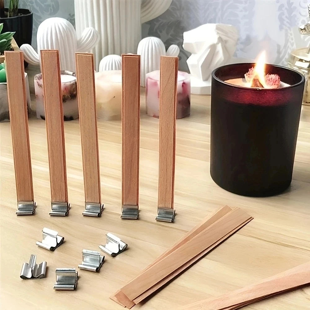 DIY Candle Making Supplies Natural Wood Candle Wicks With Base
