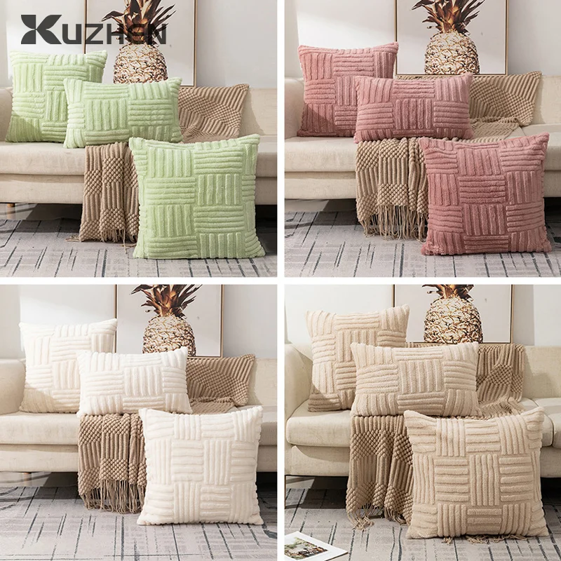 

Plush Cushion Cover Decorative Pillows For Sofa Living Room Geometric Pillow Cover Ornamental Pillow Home Decor