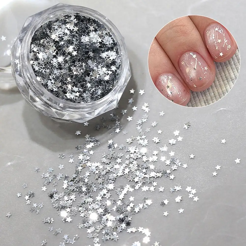 Silver Glitter for Nails Design Shiny Nail Glitter Flakes Sparkling Silver Nail Sequins Starlight Sequins Glitters Nails Charms - 2