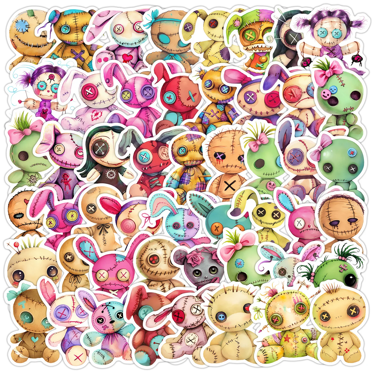 10/50PCS Voodoo puppe Aufkleber Lustige Graffiti Dekoration Cartoon DIY Spielzeug Koffer Kühlschrank Laptop Gitarre Auto Fahrrad Skateboard Aufkleber